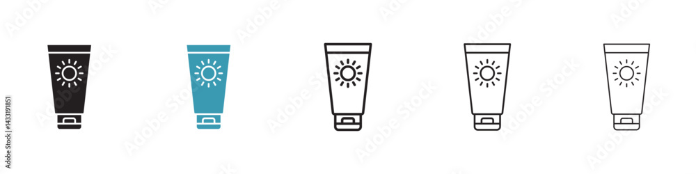 Suntan cream icon in flat style. Basic vector symbol illustration Suntan cream icon in flat style. Basic vector symbol illustration