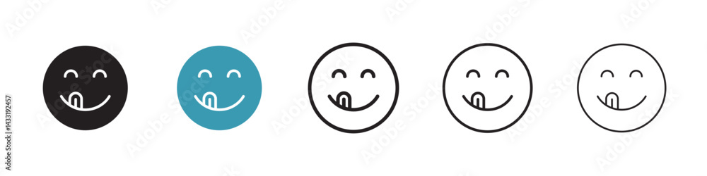 Yummy smile emoji icon in flat style. Basic vector symbol illustration Yummy smile emoji icon in flat style. Basic vector symbol illustration