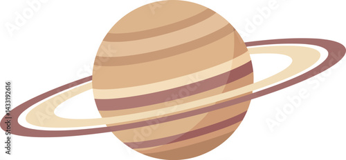 Saturn planet with rings vector illustration in brown and beige tones simple design 