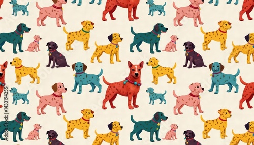 Colorful dog seamless pattern for toy puppy background , seamless, cartoon, wallpaper