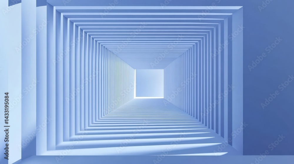 Obraz premium Abstract Light Blue Tunnel Perspective