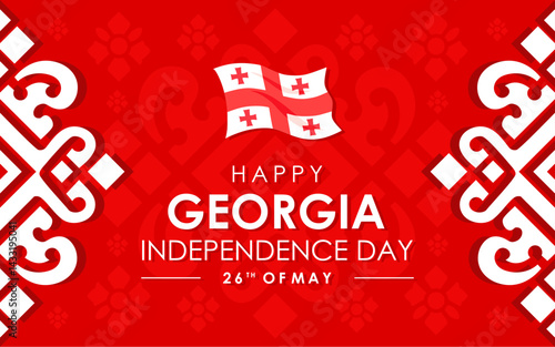 Georgian Independence Day 2025. Georgia independence day greeting card, banner, vector illustration.
Georgian holiday 26th of May design template with unique patterns.