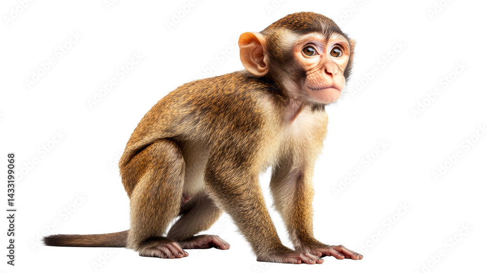 Curious monkey sitting on a white background Curious monkey sitting on a white background