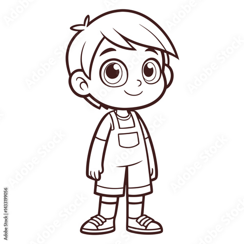 Cute boy in overalls