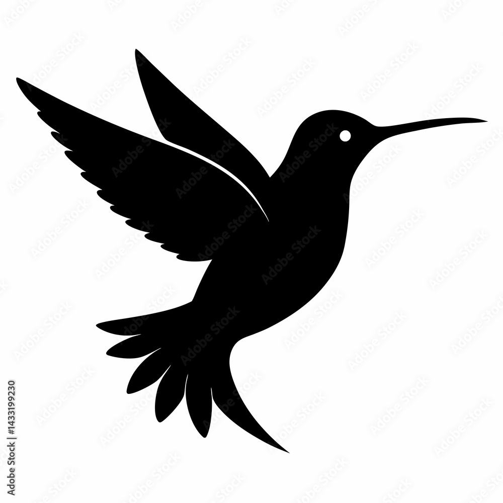 Obraz premium Minimalist Hummingbird Silhouette Vector