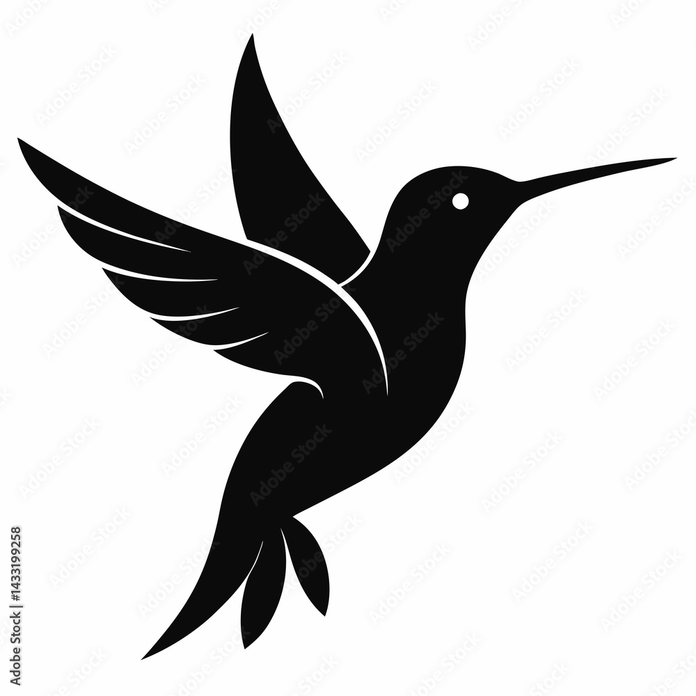 Fototapeta premium Minimalist Hummingbird Silhouette Vector