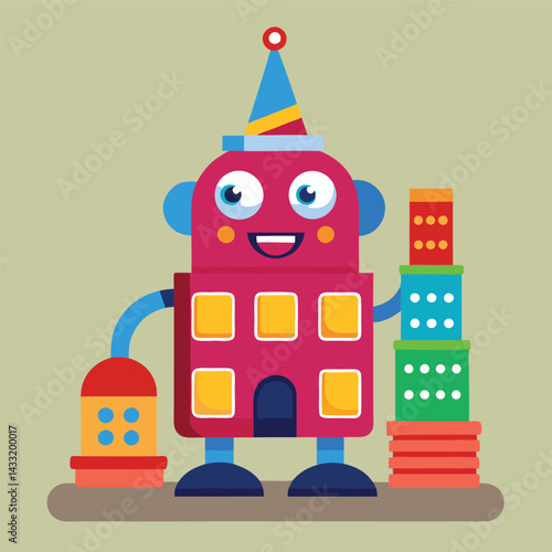 Happy robot with stacking toys