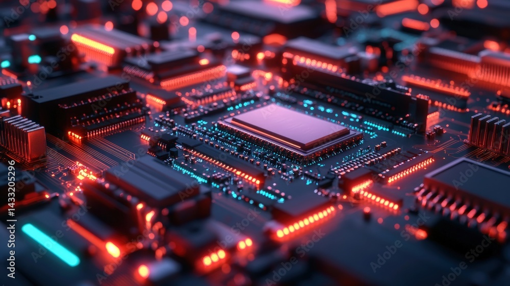 Close-up circuit board with processor Close-up circuit board with processor