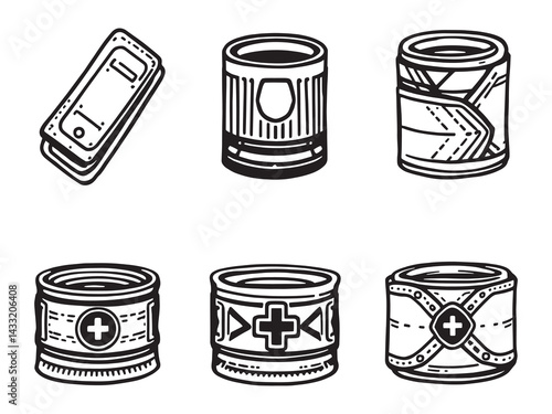 Tourniquet line art healthcare concept drawing