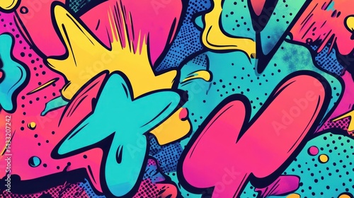 Abstract Pop Art Graffiti: Vibrant Colors and Bold Shapes