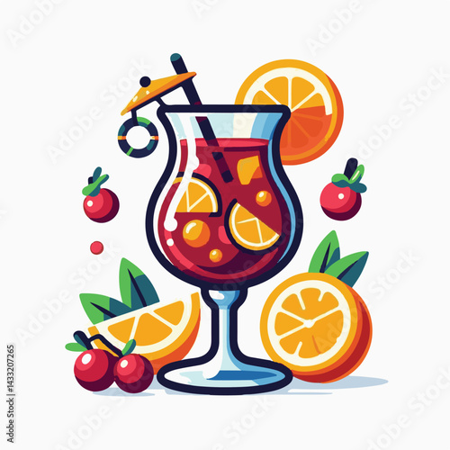 cocktail, beverage, alcohol, glass, sangria, drink, fruit, juice, summer, orange, ice, red, refreshing, wine, fresh, cold, citrus, food, sweet, apple, punch, refreshment, spanish, berry, lemon, mint, 