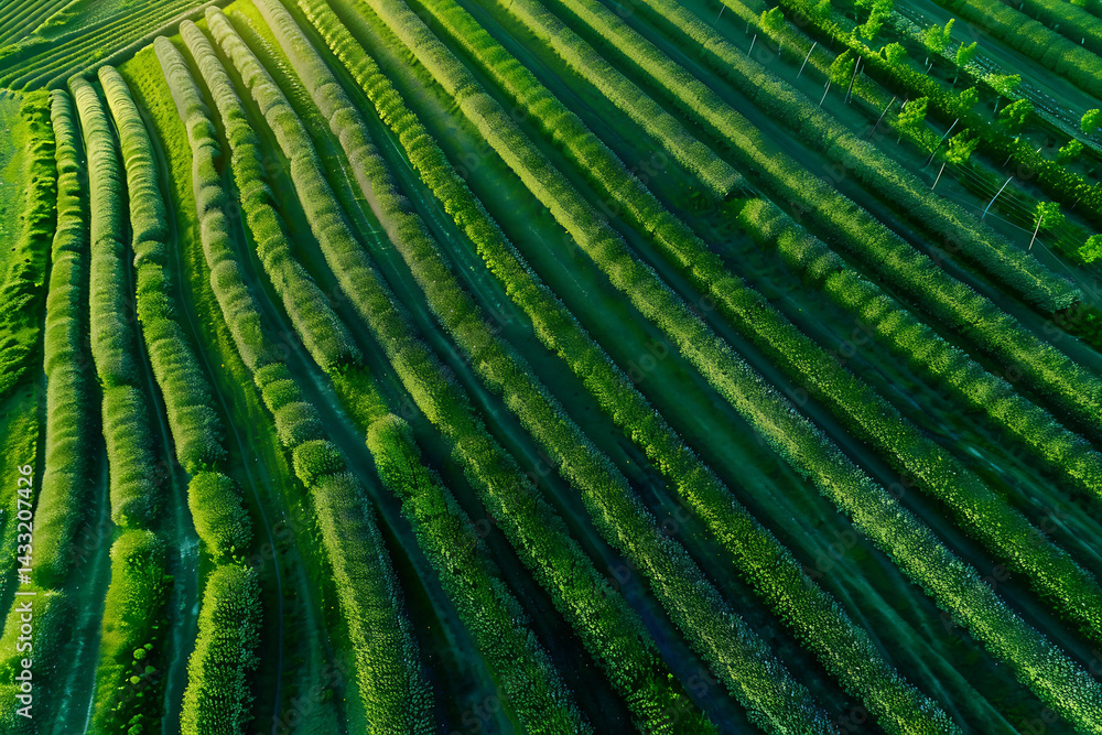 Fototapeta premium Aerial View of Lush Green Tea Plantation
