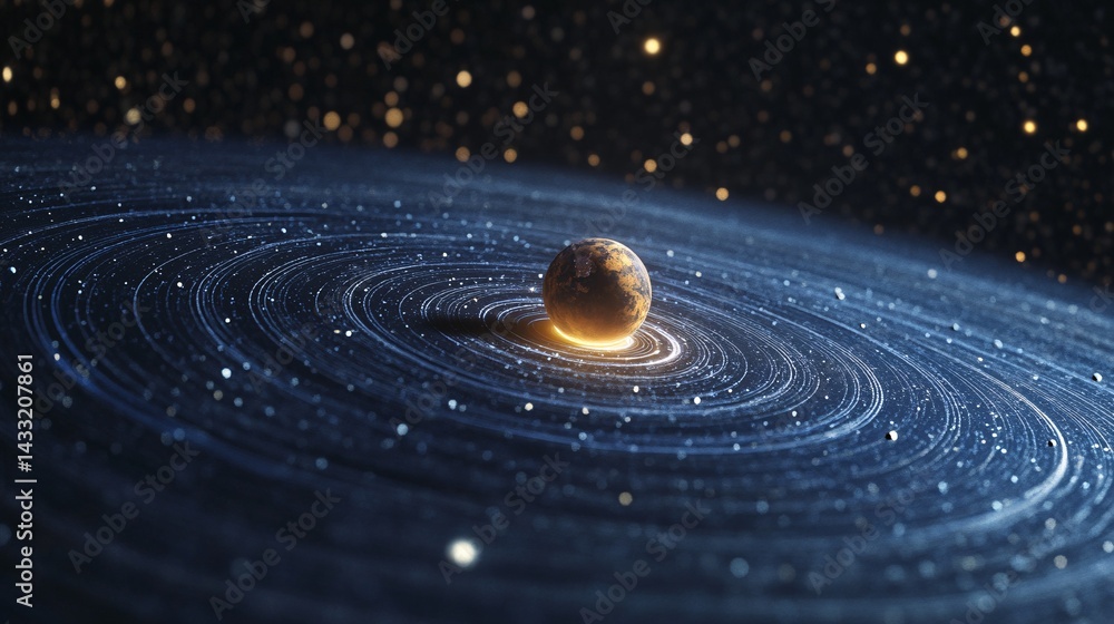 Obraz premium orbiting visual loop animating over a minimalist UI background