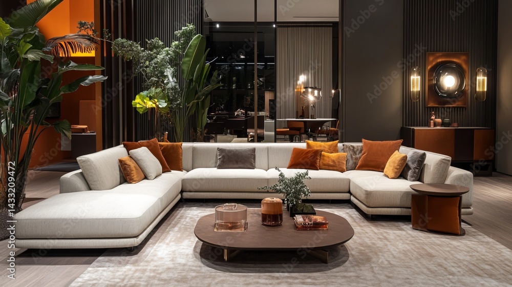 Living room decor featuring pillows on the sofa.
