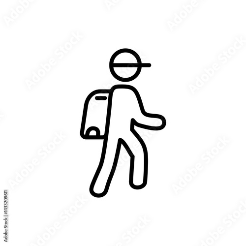 Man with backpack icon vector illustration web design element