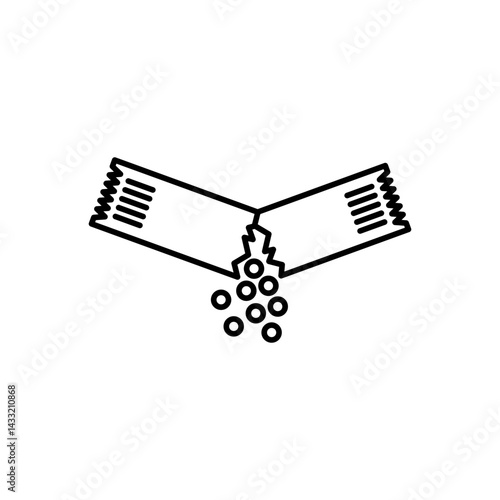 Ripped packet sugar icon vector illustration web design element