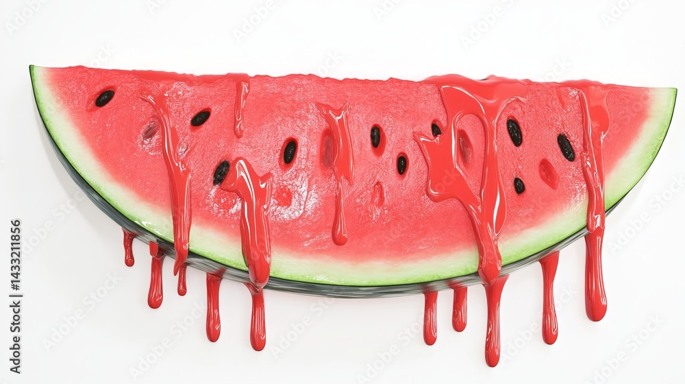 Refreshing watermelon juice, perfect for a Korean cafe. Served chilled against a white backdrop.