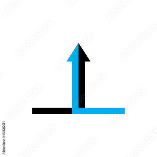Two arrows merging into one icon vector illustration web design element