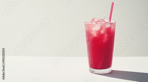 Obraz na płótnie Refreshing watermelon juice, perfect for a Korean cafe. Served chilled against a white backdrop.
w salonie