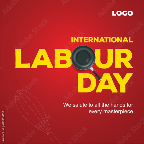 International chefs day or Labours day creative concept for restaurant and fast food brands. social media post, banners, greeting card design with copy space