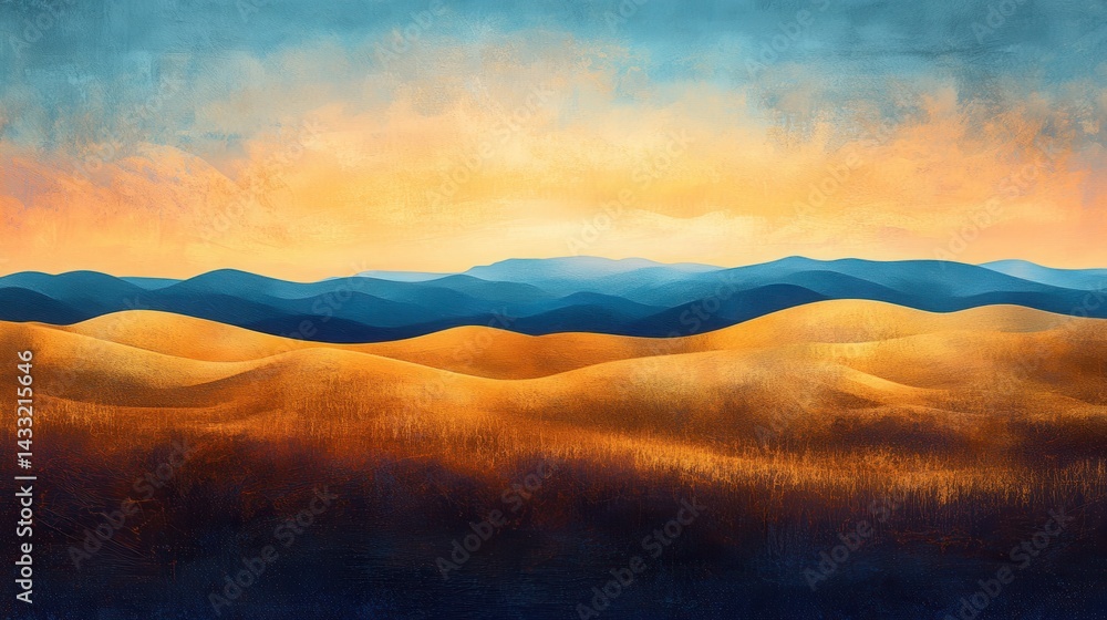 Obraz premium Endless rolling sand dunes under twilight sky