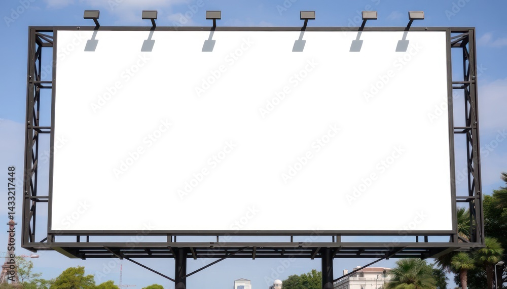 Obraz premium Blank billboard against a partly cloudy sky