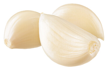 Garlic cloves png. Peeled garlic clove on white or transparent background. Perfect retouched garlic no background. Transparent png. Full depth of field.