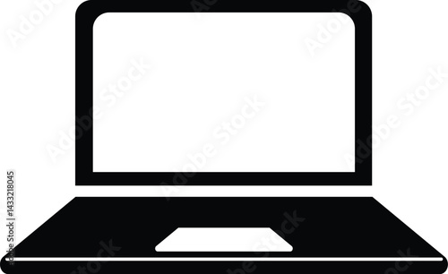 Clean vector illustration of a laptop silhouette in black.