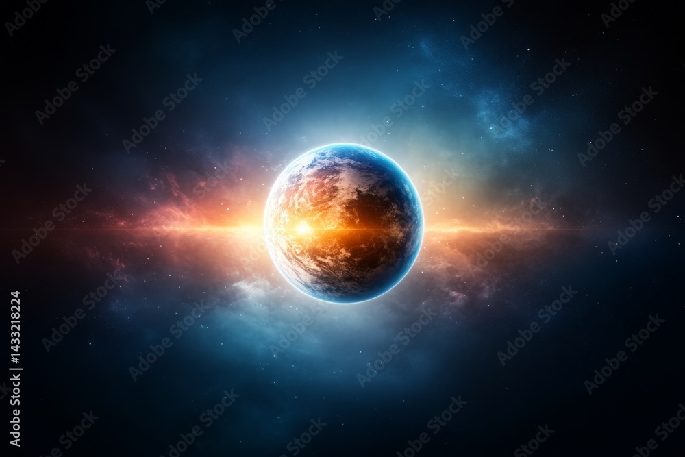 Obraz premium Stunning Binary Star System in Realistic Cosmic Chaos