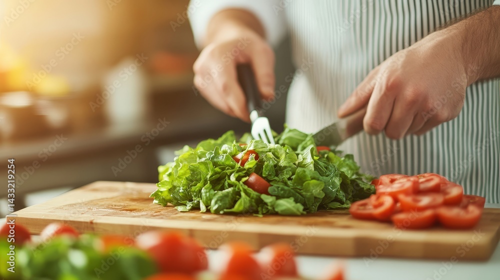 Fresh Vegetable Preparation in Modern Kitchen with Focus on Green Salad and Juicy Tomatoes for Healthy Meal Choices and Cooking Inspiration Fresh Vegetable Preparation in Modern Kitchen with Focus on Green Salad and Juicy Tomatoes for Healthy Meal Choices and Cooking Inspiration