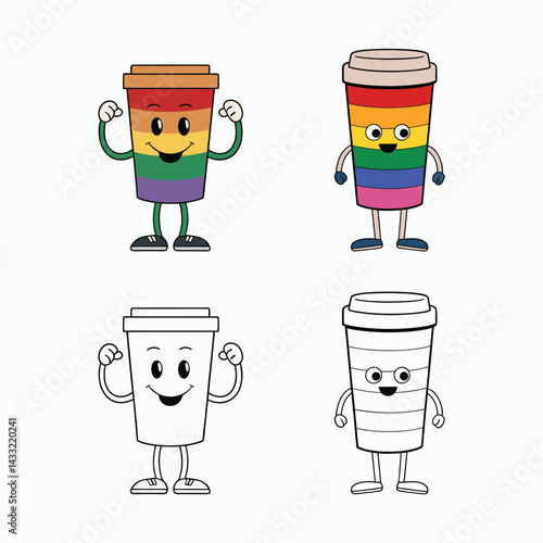 Pride Funny Coffee Cup – Colorful LGBTQ+ Drinkware Illustration. Symbol of Love, Warmth & Inclusion