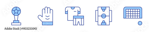 football cup, football field, goalkeeper, football. Football Icon vector illustration. Line Duotone style. Editable stroke