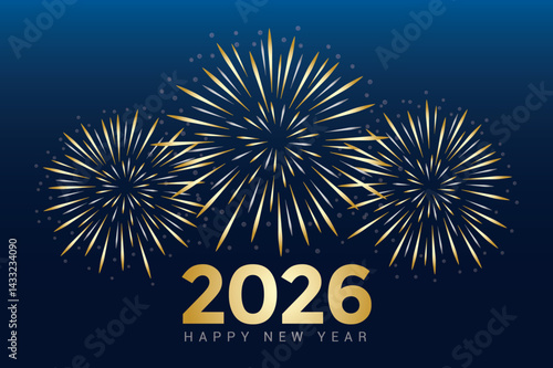 happy new year 2026 firework in night sky vector illustration