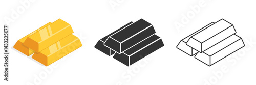 Gold bar stack icon in flat style. Golden ingot vector illustration on isolated background. Financial treasure sign business concept.