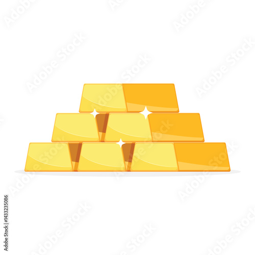 Gold bar stack icon in flat style. Golden ingot vector illustration on isolated background. Financial treasure sign business concept.