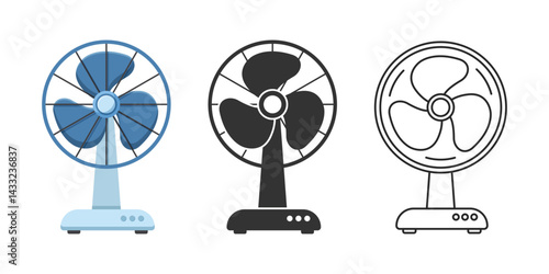 Electric fan icon set collection in flat style. Propeller vector illustration on isolated background. Cooler sign business concept.