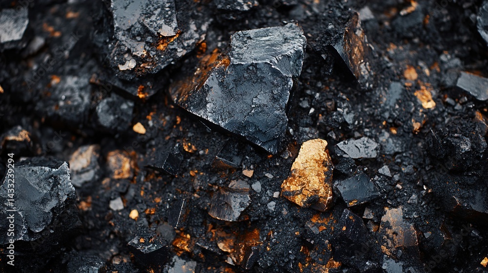 Dark Rocks with Golden Minerals Dark Rocks with Golden Minerals
