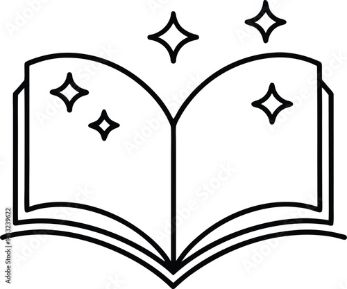 vector illustration of an open book with stars