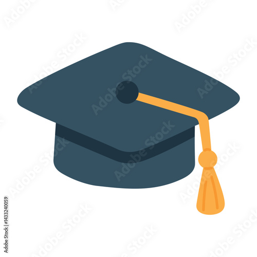 Flat cartoon vector of academic graduation cap. Symbol of achievement, education and school success.