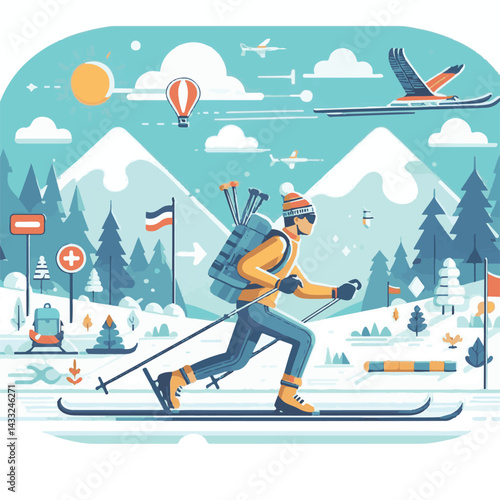 snow, ski, sport, winter, nature, active, cold, vacation, exercise, cross, activity, skier, season, outdoor, man, landscape, athlete, trail, lifestyle, cross-country skiing, skiing, training, forest, 