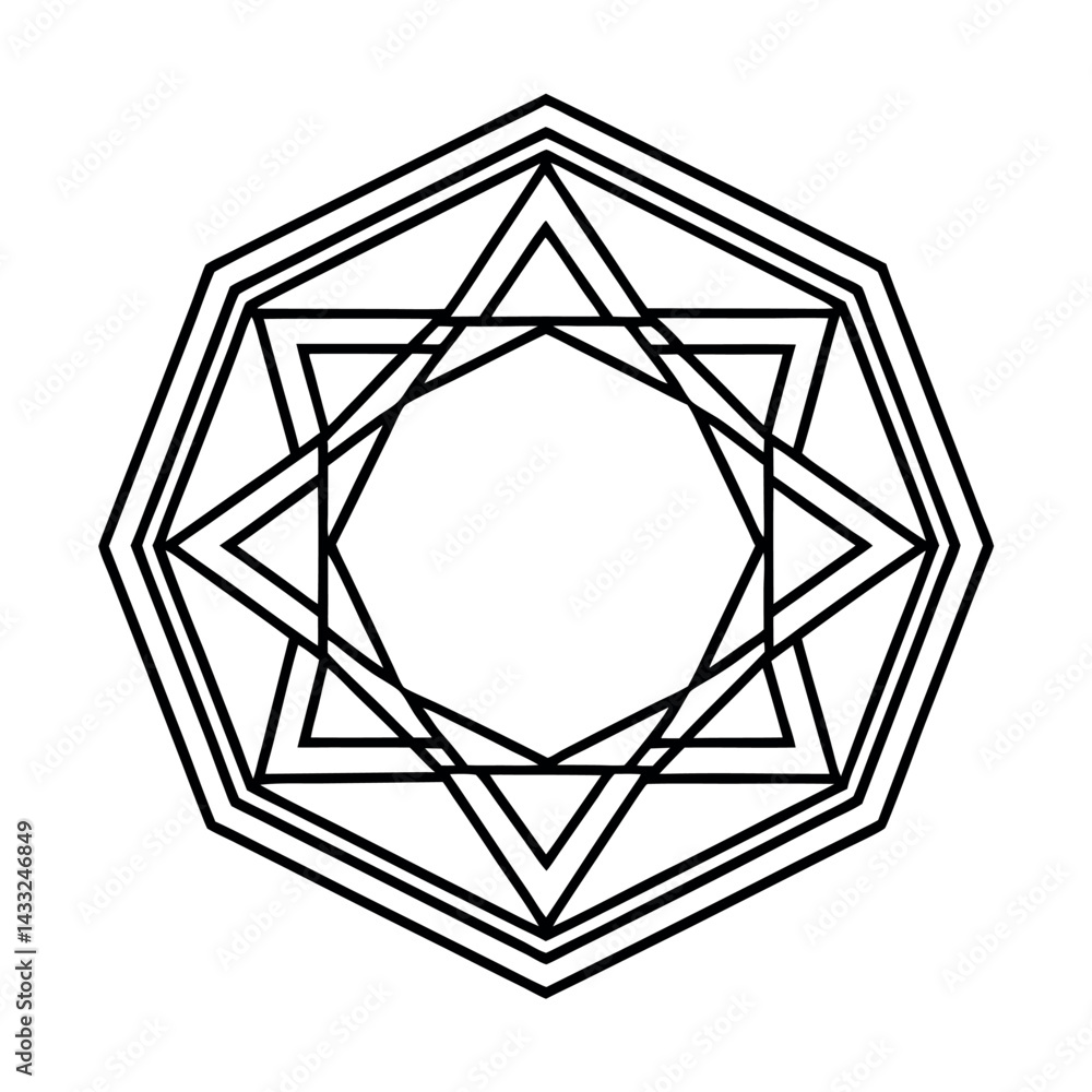 Decorative Hexagonal Frame with Mandala Decorative Hexagonal Frame with Mandala