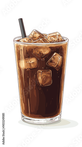 Iced coffee coffe caramel macchiato isolated on white background