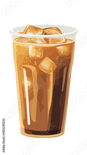 Iced coffee coffe caramel macchiato isolated on white background