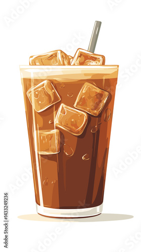 Iced coffee coffe caramel macchiato isolated on white background