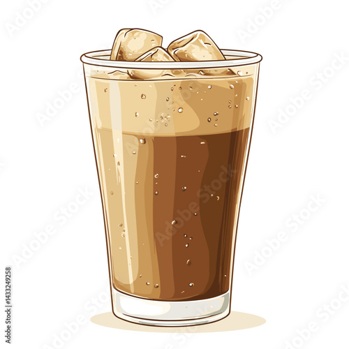Iced coffee coffe caramel macchiato isolated on white background