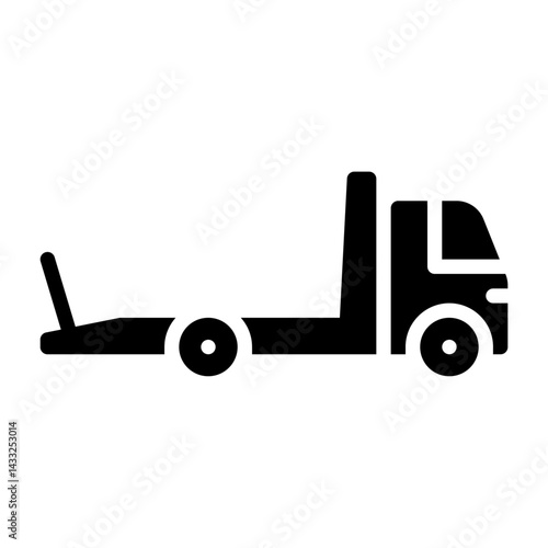 Tow Truck glyph solid icon. towing truck black illustration
