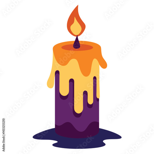 Halloween dripping wax candle vector on white background vector illustration
