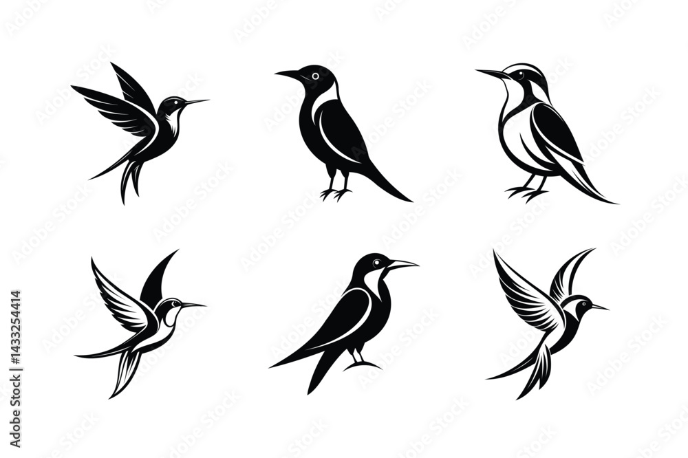 Fototapeta premium Bee-eater rbird, silhouette vector illustration