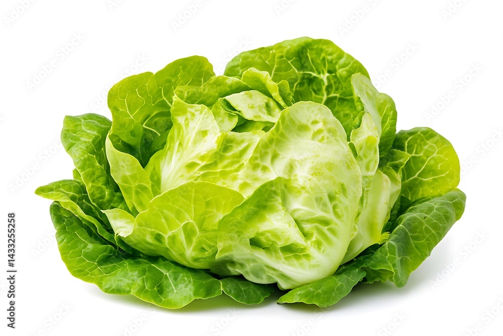 Single Head of Iceberg Lettuce Isolated on White Background Single Head of Iceberg Lettuce Isolated on White Background