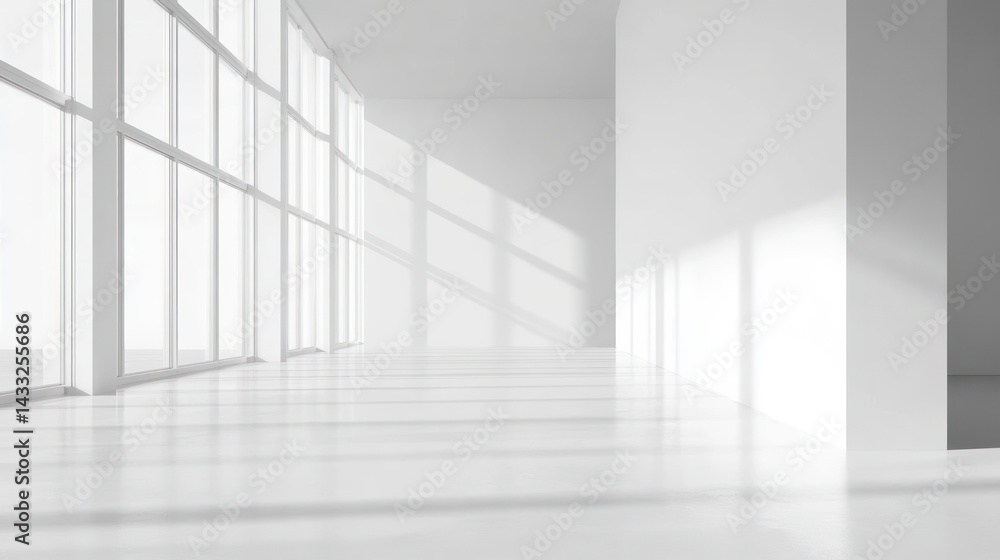 Fototapeta premium Sunlit Minimalist Modern Interior Architecture Design